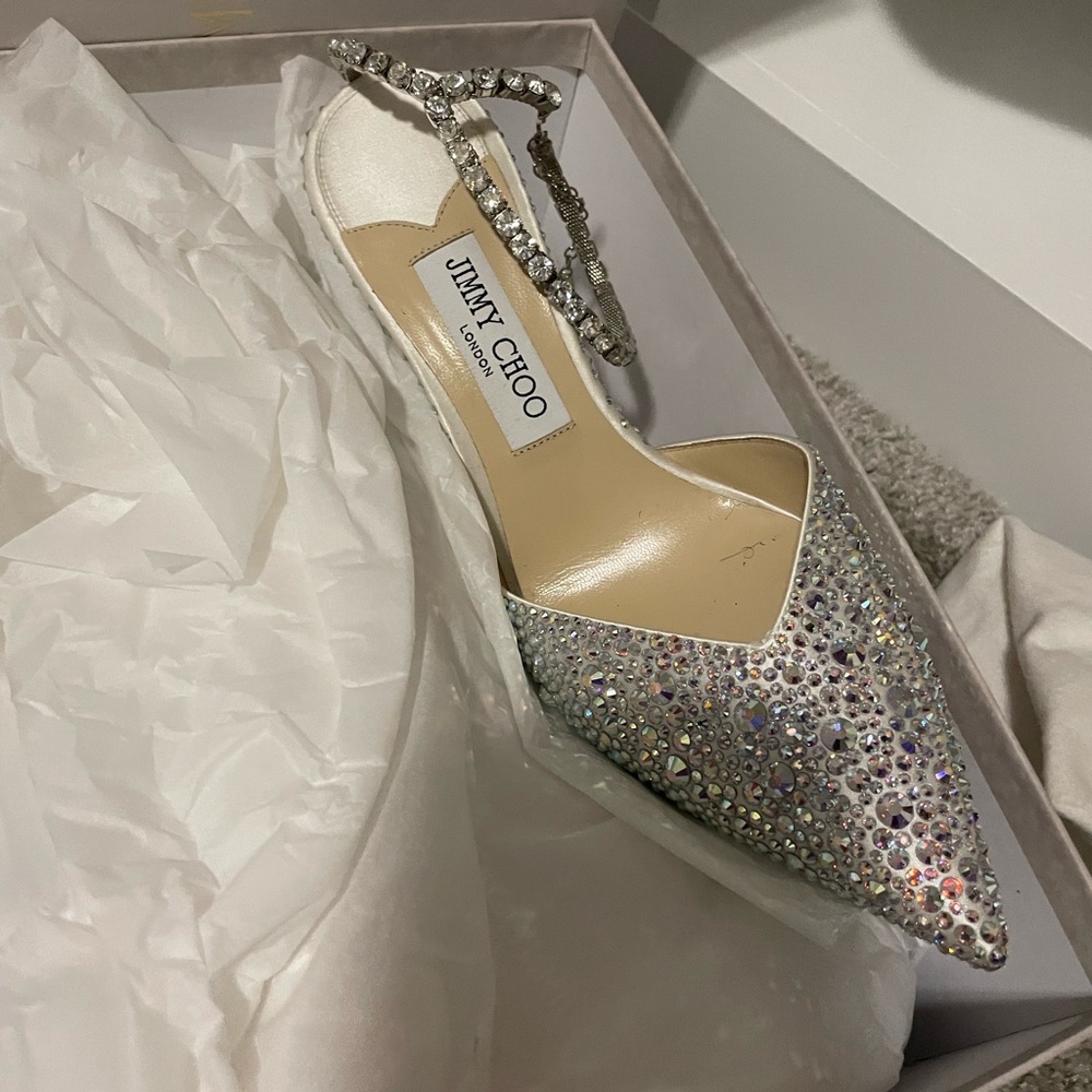 Jimmy Choo Silver Glitter Heels